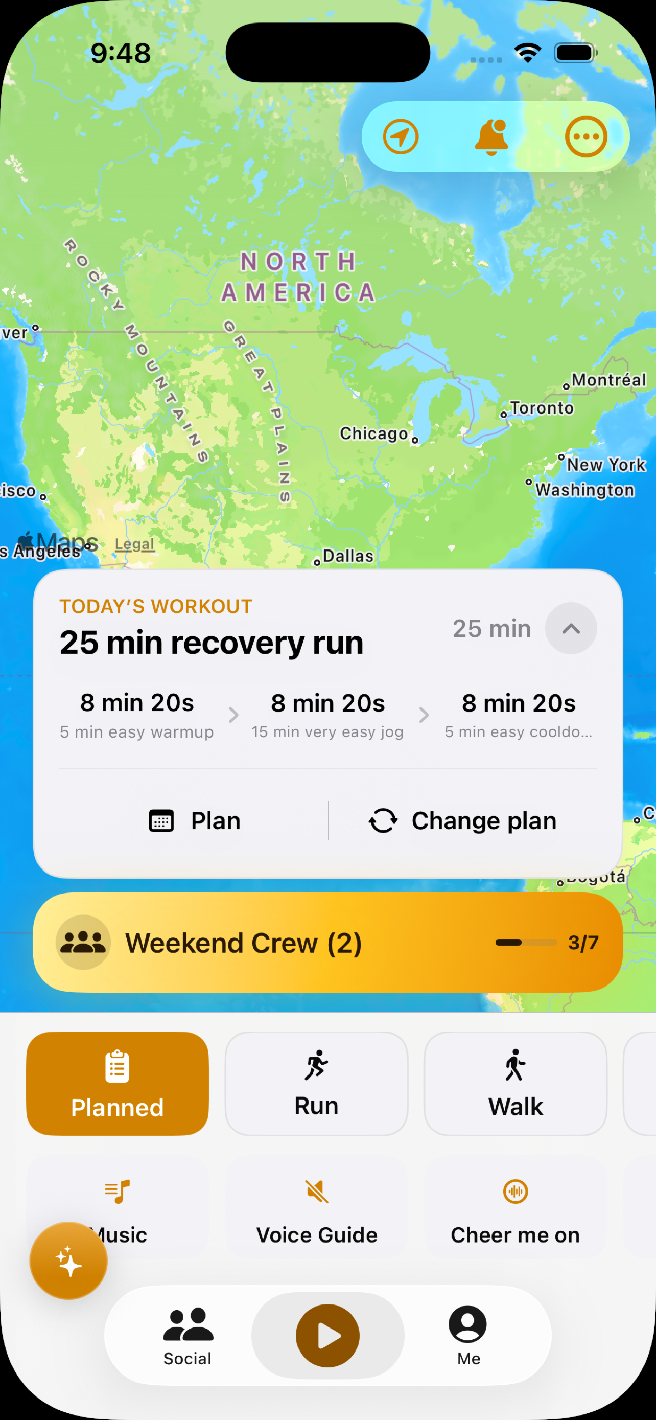 Today’s adaptive workout in Plainstride for iPhone